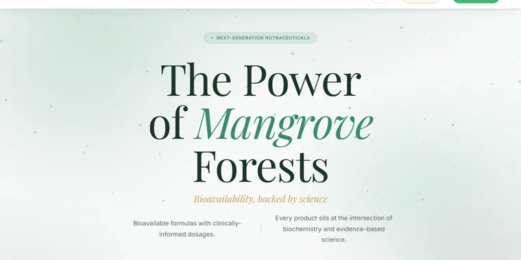 Mangrove Forest supplements website — homepage